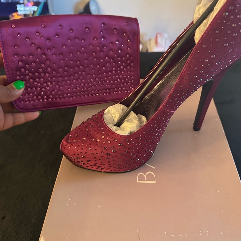 PALACE Burgundy Rhinestone Heels - Picture 7 of 9